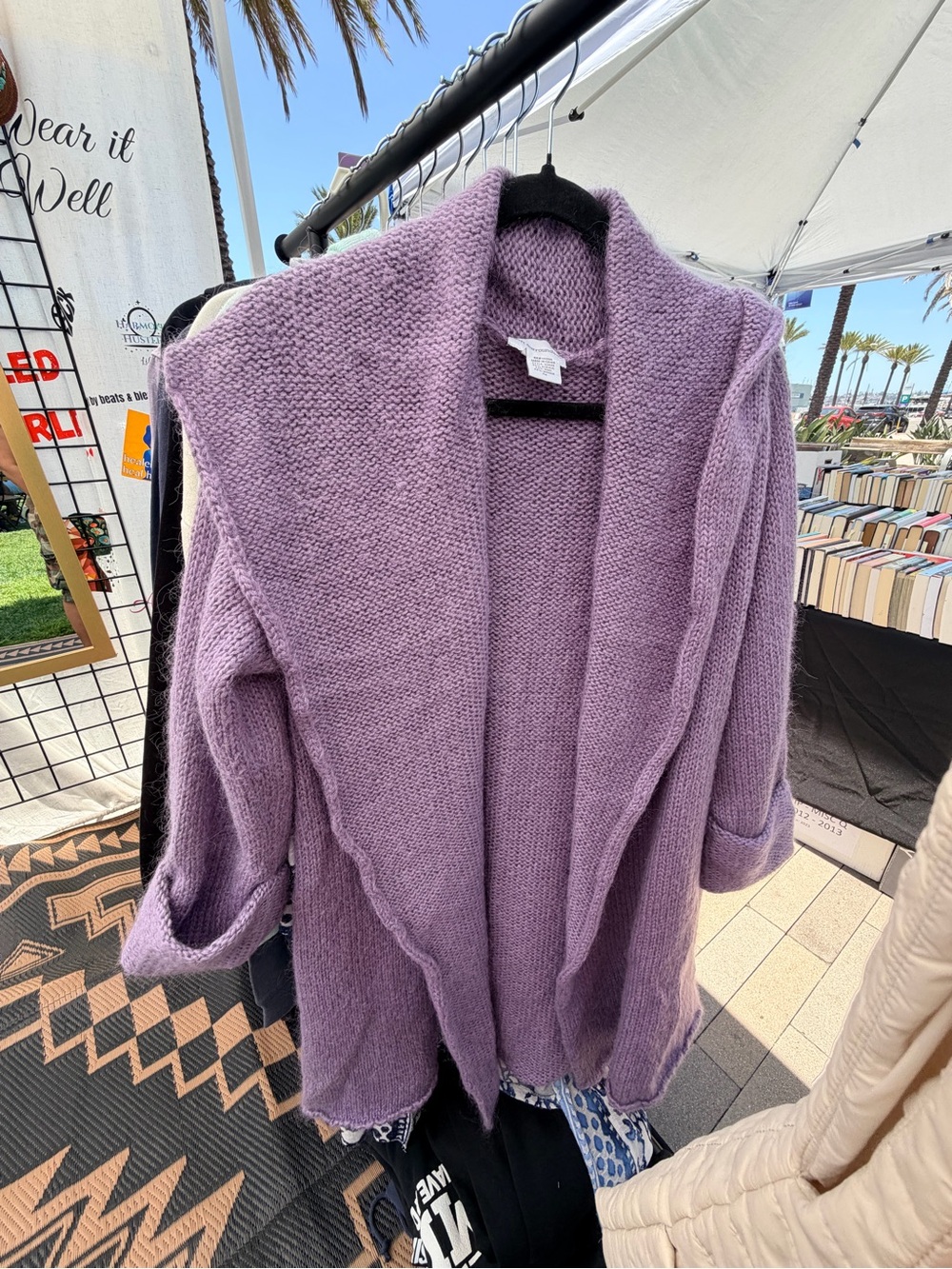 Soft Surroundings Lavender Open-Front Knit Cardigan
